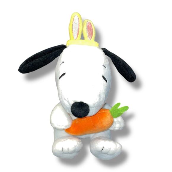Hallmark Plush Peanuts Snoopy Dog Carrot Bunny Rabbit Ear Nursery Baby Shower 6" - Picture 3 of 12